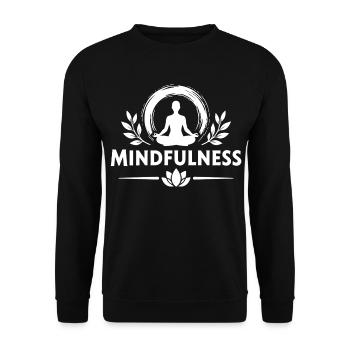 Mindfulness Achtsamkeit Meditierende Lotussitz  - Unisex Pullover - Schwarz - Vorne - Alina (178cm) & Michal (187cm)