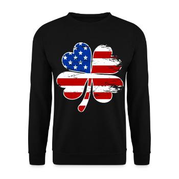 USA Flagge Vierblättriges Kleeblatt - Unisex Pullover - Schwarz - Vorne - Alina (178cm) & Michal (187cm)