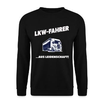 LKW-Fahrer Aus Leidenschaft Trucker Geschenk - Unisex Pullover - Schwarz - Vorne - Alina (178cm) & Michal (187cm)