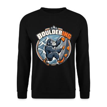 Süßer Gorilla beim Bouldern – Kletter Affe - Unisex Pullover - Schwarz - Vorne - Alina (178cm) & Michal (187cm)