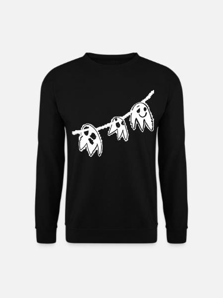 Niedliche Geistergirlande – Handgezeichnetes Halloween-Design - Unisex Pullover - Schwarz