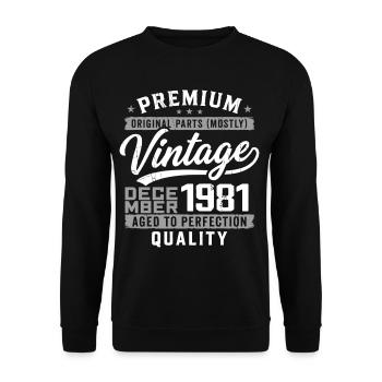 Vintage Qualitätsausgabe Dezember 1981 - Unisex Pullover - Schwarz - Vorne - Alina (178cm) & Michal (187cm)