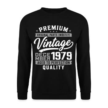 Vintage Dezember 1979 Qualitätsausgabe - Unisex Pullover - Schwarz - Vorne - Alina (178cm) & Michal (187cm)