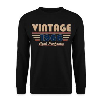 60. Geburtstag Geschenk Mann Vintage Oktober 1966 - Unisex Pullover - Schwarz - Vorne - Alina (178cm) & Michal (187cm)