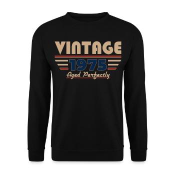 71. Geburtstag Geschenk Mann Vintage Oktober 1975 - Unisex Pullover - Schwarz - Vorne - Alina (178cm) & Michal (187cm)