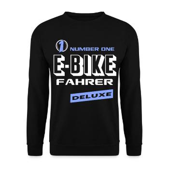 E-Biker Number One Deluxe Bester Biker Fun - Unisex Pullover - Schwarz - Vorne - Alina (178cm) & Michal (187cm)