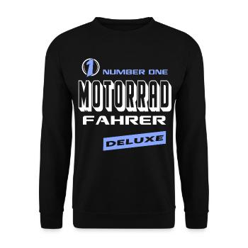 Motorradfahrer Number One Deluxe Bester Biker Fun - Unisex Pullover - Schwarz - Vorne - Alina (178cm) & Michal (187cm)