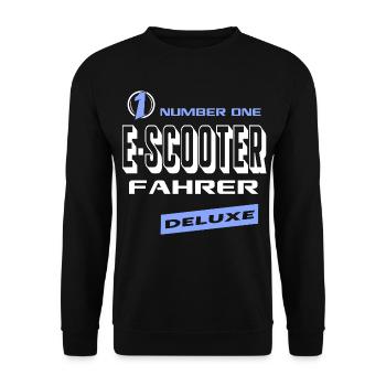 E-Scooter Fahrer Number One Deluxe Bester Biker - Unisex Pullover - Schwarz - Vorne - Alina (178cm) & Michal (187cm)