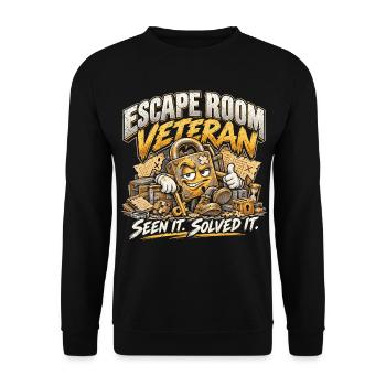 Escape Room Veteran - Seen it, solved it - Unisex Pullover - Schwarz - Vorne - Alina (178cm) & Michal (187cm)