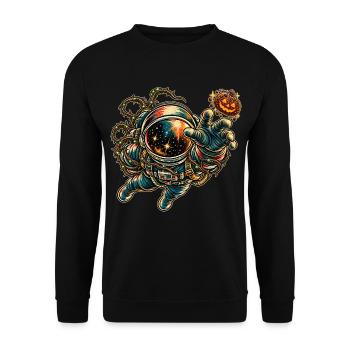 KOSMISCHER ROCKER | Kosmischer Kürbiskeks - Unisex Pullover - Schwarz - Vorne - Alina (178cm) & Michal (187cm)