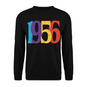 1956 Geburtstag Geboren 1956 Vintage-Retro-Geschenk - Unisex Pullover - Schwarz - Vorne - Alina (178cm) & Michal (187cm)