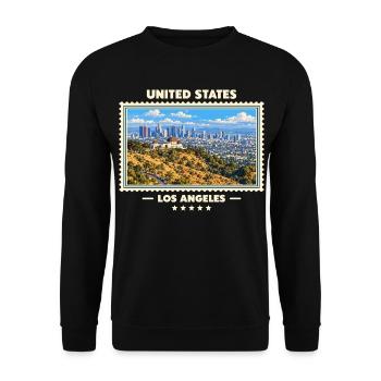 Vereinigte Staaten Los Angeles Vintage Reisemarke - Unisex Pullover - Schwarz - Vorne - Alina (178cm) & Michal (187cm)