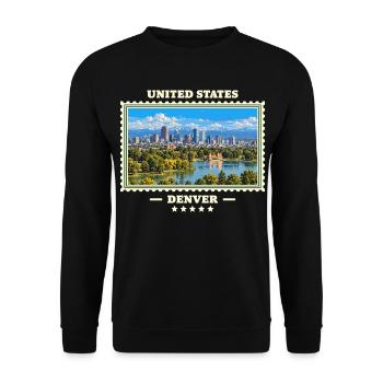 Vereinigte Staaten Denver Vintage Reisemarke - Unisex Pullover - Schwarz - Vorne - Alina (178cm) & Michal (187cm)