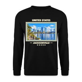 Vereinigte Staaten Jacksonville Vintage Reisemarke - Unisex Pullover - Schwarz - Vorne - Alina (178cm) & Michal (187cm)