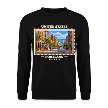 Vereinigte Staaten Portland Maine Vintage Reisemar - Unisex Pullover - Schwarz - Vorne - Alina (178cm) & Michal (187cm)