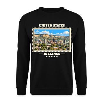 Vereinigte Staaten Billings Vintage Reisemarke - Unisex Pullover - Schwarz - Vorne - Alina (178cm) & Michal (187cm)