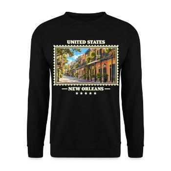 Vereinigte Staaten New Orleans Vintage Reisemarke - Unisex Pullover - Schwarz - Vorne - Alina (178cm) & Michal (187cm)