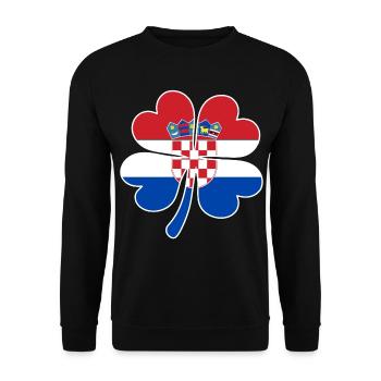 Kroatien Flagge Vierblättriges Kleeblatt - Unisex Pullover - Schwarz - Vorne - Alina (178cm) & Michal (187cm)
