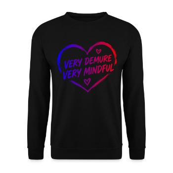 Very Demure Very Mindful Achtsamkeit Spruch - Unisex Pullover - Schwarz - Vorne - Alina (178cm) & Michal (187cm)