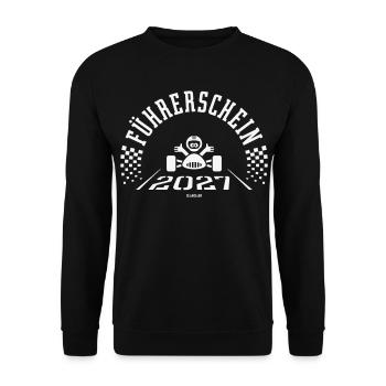 Führerschein 2027 (Fahranfänger / White) - Unisex Pullover - Schwarz - Vorne - Alina (178cm) & Michal (187cm)