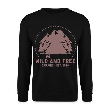 Wild und Frei Bergcamping - Unisex Pullover - Schwarz - Vorne - Alina (178cm) & Michal (187cm)