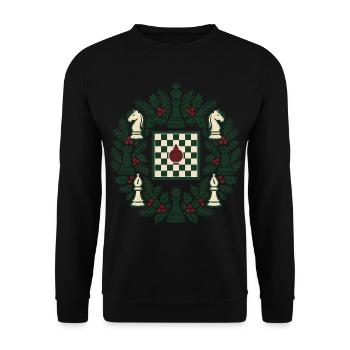 Peak Schach – Weihnachts Vibes - Unisex Pullover - Schwarz - Vorne - Alina (178cm) & Michal (187cm)