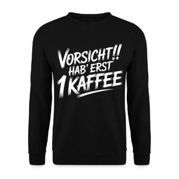 Morgenmuffel Kaffee - Unisex Pullover - Schwarz - Vorne - Alina (178cm) & Michal (187cm)