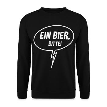 Ein Bier, Bitte! (Sprechblase / Bierchen / Down W) - Unisex Pullover - Schwarz - Vorne - Alina (178cm) & Michal (187cm)
