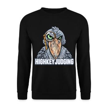 Schuhschnabel mit Brille – Highkey-Bewertung - Unisex Pullover - Schwarz - Vorne - Alina (178cm) & Michal (187cm)