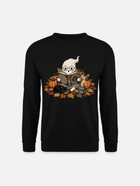 Lesendes Gespenst Halloween Geschenk - Unisex Pullover - Schwarz