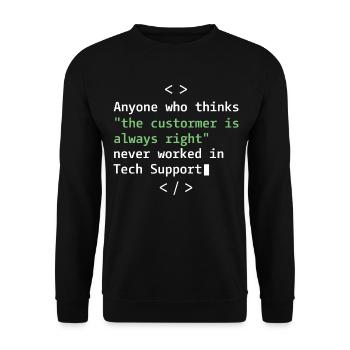 Tech Support Humor für Kundendienst - Unisex Pullover - Schwarz - Vorne - Alina (178cm) & Michal (187cm)