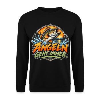 Angeln geht immer - Unisex Pullover - Schwarz - Vorne - Alina (178cm) & Michal (187cm)