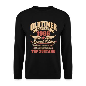 60. Geburtstag Mann Frau 60 Jahre Deko 1966 - Unisex Pullover - Schwarz - Vorne - Alina (178cm) & Michal (187cm)
