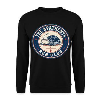 Schlafende Schildkröte Run Club - Unisex Pullover - Schwarz - Vorne - Alina (178cm) & Michal (187cm)