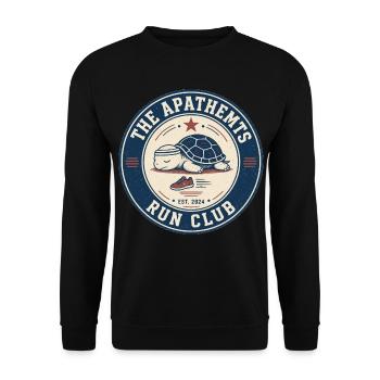 The Apathems Run Club Logo - Unisex Pullover - Schwarz - Vorne - Alina (178cm) & Michal (187cm)