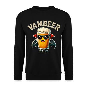 Vambier Lustiger Bier Vampir Retro Comic Halloween - Unisex Pullover - Schwarz - Vorne - Alina (178cm) & Michal (187cm)