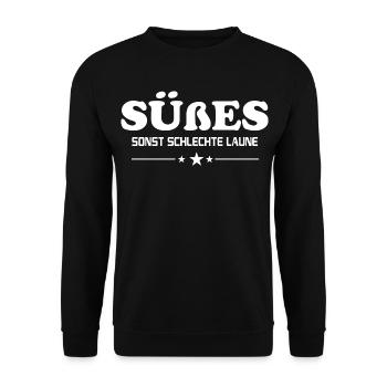 Süßes Schokolade Schlechte Laune Lustige Sprüche  - Unisex Pullover - Schwarz - Vorne - Alina (178cm) & Michal (187cm)