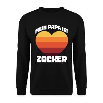 Mein Papa ist Zocker T-Shirt | Retro Gaming - Unisex Pullover - Schwarz - Vorne - Alina (178cm) & Michal (187cm)