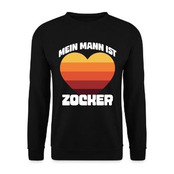 Mein Mann ist Zocker T-Shirt | Retro Gaming - Unisex Pullover - Schwarz - Vorne - Alina (178cm) & Michal (187cm)