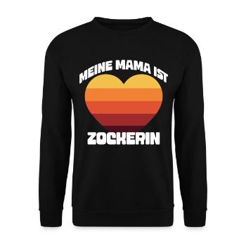 Meine Mama ist Zockerin T-Shirt | Retro - Unisex Pullover - Schwarz - Vorne - Alina (178cm) & Michal (187cm)