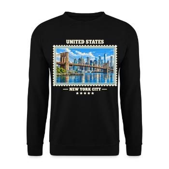Vereinigte Staaten New York City Vintage Reise - Unisex Pullover - Schwarz - Vorne - Alina (178cm) & Michal (187cm)