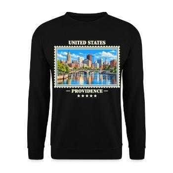 Vereinigte Staaten Providence Vintage Reisemarke - Unisex Pullover - Schwarz - Vorne - Alina (178cm) & Michal (187cm)