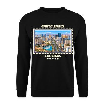 Vereinigte Staaten Las Vegas Vintage Reisemarke - Unisex Pullover - Schwarz - Vorne - Alina (178cm) & Michal (187cm)
