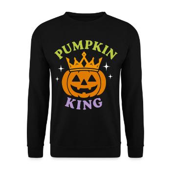 Pumpkin King Kürbis Halloween König Krone Männer - Unisex Pullover - Schwarz - Vorne - Alina (178cm) & Michal (187cm)