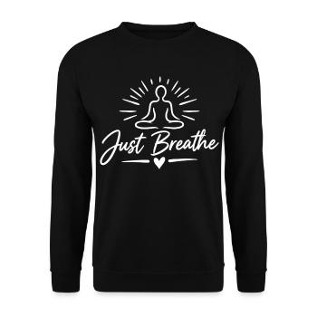  Yogasitz Achtsankeit Entspannung - Unisex Pullover - Schwarz - Vorne - Alina (178cm) & Michal (187cm)
