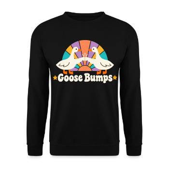 Retro Sunburst Gänse lustige Gänsehaut - Unisex Pullover - Schwarz - Vorne - Alina (178cm) & Michal (187cm)