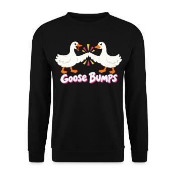 Hupende Gänsehaut Lustige Wortspiel Gänsehaut - Unisex Pullover - Schwarz - Vorne - Alina (178cm) & Michal (187cm)