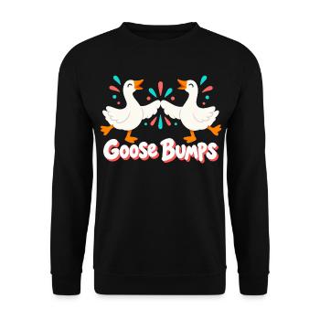Tanzende Gänse spritzen lustige Gänsehaut - Unisex Pullover - Schwarz - Vorne - Alina (178cm) & Michal (187cm)