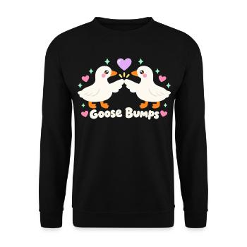 Kawaii Herz Gänse Lustiges Wortspiel Gänsehaut - Unisex Pullover - Schwarz - Vorne - Alina (178cm) & Michal (187cm)
