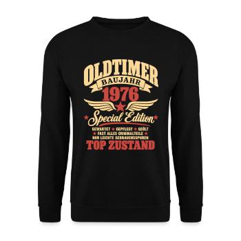 50. Geburtstag Mann Frau 50 Jahre Deko 1976 - Unisex Pullover - Schwarz - Vorne - Alina (178cm) & Michal (187cm)